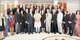  ?? PTI ?? Prime Minister Narendra Modi with a US Congressio­nal delegation during a meeting in New Delhi on Tuesday.