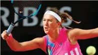  ?? (AFP) ?? Belarus’ Victoria Azarenka plays a forehand to USA’s Sofia Kenin on day four of the Women’s Italian Open at Foro Italico in Rome on Thursday.