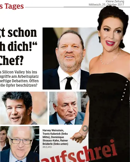  ??  ?? Harvey Weinstein, Travis Kalanick (links Mitte), Dominique Strauss-kahn, Rainer Brüderle (links unten) APA (5), AP(3)