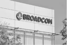  ?? — Reuters photo ?? Broadcom Limited company logo is pictured on an office building in Rancho Bernardo, California. US President Donald Trump blocked an unsolicite­d bid by Singapore-based Broadcom to take over smartphone chipmaker Qualcomm,citing national security concerns.