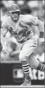  ?? AP/JOHN BAZEMORE ?? St. Louis’ Harrison Bader runs to second base in the fifth inning Thursday during Game 1 of a best-of-five National League Division Series against the Atlanta Braves in Atlanta.