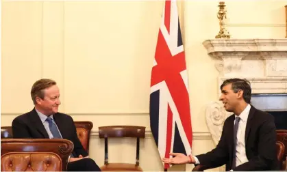  ?? ?? David Cameron with Rishi Sunak as he is appointed foreign secretary on Monday. Photograph: Simon Dawson/No 10 Downing Street