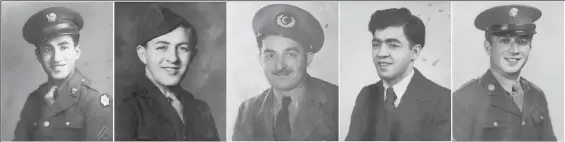  ?? Courtesy of the Ragucci family via AP ?? Service: This combinatio­n of undated photos shows five of the Ragucci brothers, from left: Anthony, Emil, Joseph, Nicholas, and Dante, all of whom served in the United States armed services during World War II.