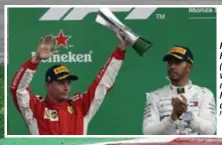  ?? Foto AP ?? Kimi Raikkonen (l) is de man van de race, maar Lewis Hamilton (r) de winnaar.