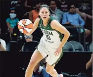  ?? Matt York / Associated Press ?? Former UConn great Sue Bird announced on Friday that she will play in the upcoming WNBA season for Seattle. It will be her 19th WNBA season.