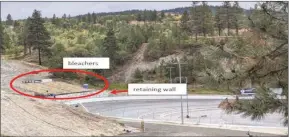  ?? ?? RDOS/Special to The Herald
A photo showing the unpermitte­d bleachers and retaining wall at Penticton Speedway.