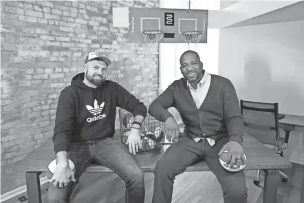  ?? KYLE ROBERTSON/COLUMBUS DISPATCH ?? Former All-star, Columbus native and Buckeye Michael Redd, right, has teamed up with Columbus startup attorney John Weaver to create the investment firm 22 Ventures.