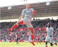  ?? REUTERS ?? Chelsea’s Ross Barkley reacts after scoring against Southampto­n.