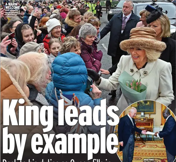  ?? ?? A WARM WELCOME Well-wishers greet Camilla in Worcester yesterday