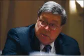  ?? EVAN VUCCI — THE ASSOCIATED PRESS ?? Attorney General William Barr speaks during a meeting between President Donald Trump and Republican state attorneys general about social media companies, in the Cabinet Room of the White House in Washington.