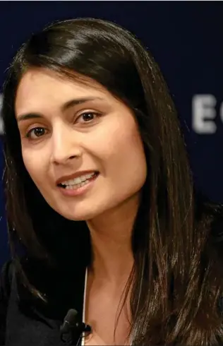  ??  ?? Saadia Zahidi, direktør i World Economic Forum med ansvaret for ligestilli­ng og herunder Global Gender Report. Foto: WEF