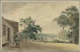  ??  ?? Courtesy Image This 1820 Samuel Seymour watercolor is called “Fort Smith Arkansaw.” It is considered the “only known image of the first Fort Smith” and is on loan from Drexel University (Coll. 820).