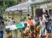  ?? PTI ?? Mortal remains of Santoor maestro Pandit Shivkumar Sharma being taken for cremation during his funeral, in Mumbai, Wednesday