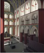  ??  ?? Arbroath Abbey above, and centre, CGI of the interior has been developed for the exhibition Images: Historic Environmen­t Scotland