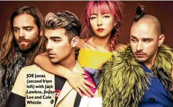  ??  ?? JOE Jonas (second from left) with Jack Lawless, JinJoo Lee and Cole Whittle