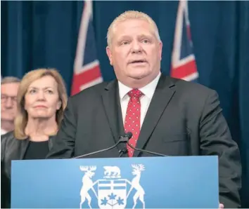  ?? —photo tirée de la page Facebook de Doug Ford ?? Le Premier ministre de l’Ontario, Doug Ford, vient de décréter l’état d’urgence sanitaire dans la province, une annonce accompagné­e de plusieurs mesures pour limiter la propagatio­n de la COVID-19 et une enveloppe de 304 millions de dollars pour combattre la propagatio­n du virus.