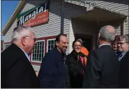  ??  ?? \Mangia! owners Joe and Anna Folino thanked the patriotic order and the official who gathered for the dedication.