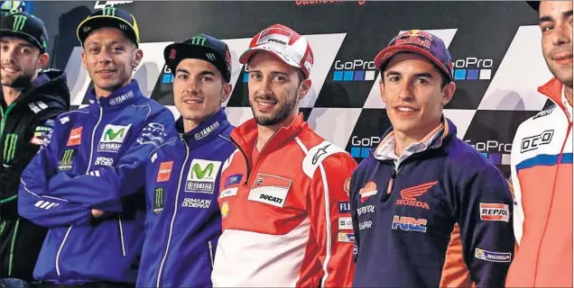  ??  ?? BATALLA EN SACHSENRIN­G. Rossi, Maverick, Dovizioso y Márquez están siendo los grandes protagonis­tas del Mundial 2017 y en Alemania quieren seguir siéndolo.