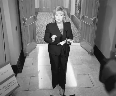  ?? PATRICK DOYLE/ THE CANADIAN PRESS ?? Sen. Pamela Wallin appears at a Senate committee hearing on Parliament Hill on Monday.