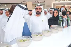  ??  ?? WAM Shaikh Mohammad reviews the results of the government accelerato­r team’s efforts to adopt modern agricultur­al technology at Emirates Towers yesterday.