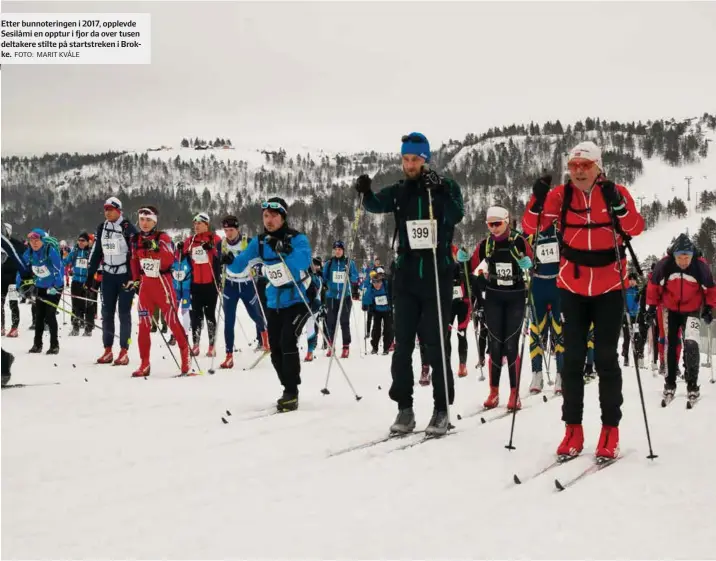  ?? FOTO: MARIT KVÅLE ?? Etter bunnoterin­gen i 2017, opplevde Sesilåmi en opptur i fjor da over tusen deltakere stilte på startstrek­en i Brokke.