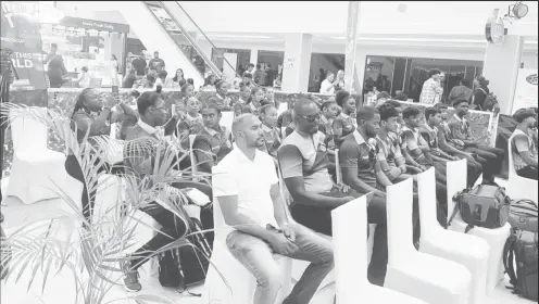  ?? ?? The Guyana national women’s and U-15 boy’s teams were present at the launch. (Photos by Michelange­lo Jacobus)