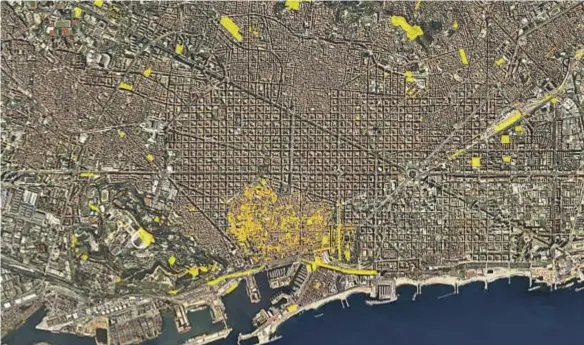  ?? ICUB ?? PLANO DE LA CARTA DE BARCELONA DONDE SE MUESTRAN LOS MÁS DE 3.000 PUNTOS DE INTERÉS ARQUEOLÓGI­CO DE LA CIUDAD.