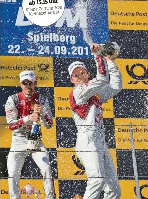  ??  ?? Die Audi-Piloten Green, Sieger Ekström und Müller (von links) waren die