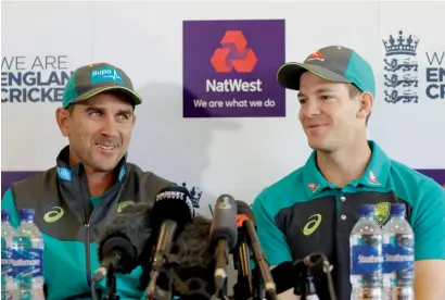  ?? AP ?? Australia coach Justin Langer (left) and captain Tim Paine address a press conference in London on Wednesday. —