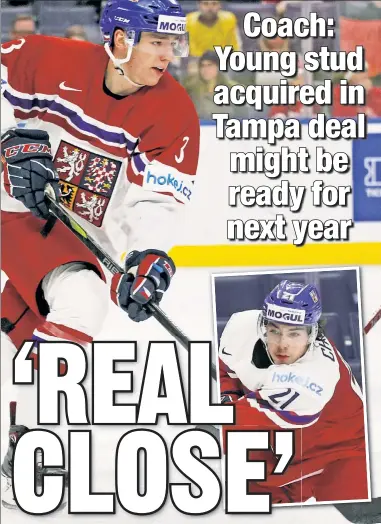  ?? AP; Getty Images ?? CZECH THIS OUT: Countryman Filip Chytil (inset) has reassured recent Rangers acquisitio­n Libor Hajek about New York, and the two may be playing together there soon. Chytil played much of the season with the Wolf Pack, and Hajek will be eligible for...