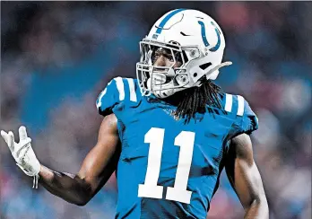  ?? DAVID DERMER/AP ?? Receiver Deon Cain missed his rookie season last year after suffering a knee injury during the Colts’ 2018 preseason opener. He’s currently in a crowded battle for a roster spot.