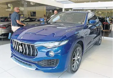  ??  ?? This pre-owned MY17 Maserati has less than 20,000km on the odometer at a price saving of R500,000 over a new one. Left: Only three people in SA have tailored a Levante in this particular combinatio­n.