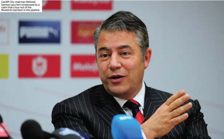  ??  ?? Cardiff City chairman Mehmet Dalman says he’s nonplussed by a claim that a buy-out of the Bluebirds had been in the pipeline