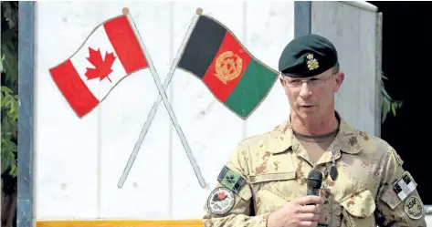  ?? MURRAY BREWSTER/THE CANADIAN PRESS ?? Lt.-Gen. Charles Lamarre, the commander of the Canadian Mission Transition Task Force, speaks in Kandahar, Afghanista­n on July 17, 2011.