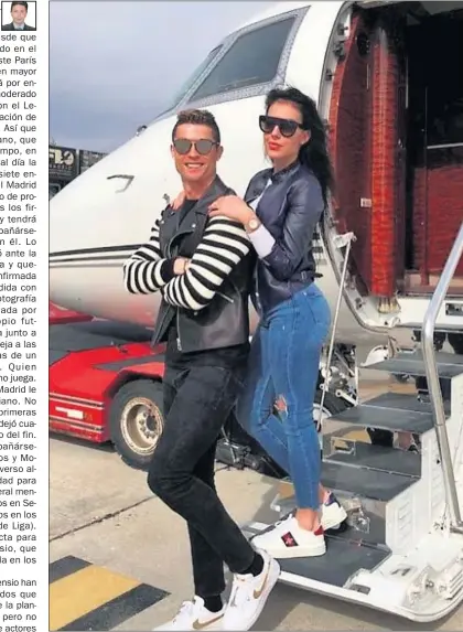  ??  ?? CRISTIANO VUELA. El portugués colgó ayer esta imagen con su novia Georgina antes de volar.