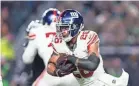  ?? BILL STREICHER/USA TODAY SPORTS ?? Saquon Barkley rushed for 962 yards and six touchdowns for the Giants during the 2023 season.