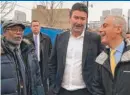  ?? | FRAN SPIELMAN/ SUN- TIMES ?? Mayor Emanuel jokes with Ald. Walter Burnett ( left) and McDonald’sCEOSteve Easterbroo­k Tuesday.