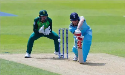  ??  ?? Jonny Bairstow edges Imran Tahir to Quinton de Kock in the very first over of the World Cup. Photograph: Andrew Fosker/BPI/REX/ Shuttersto­ck