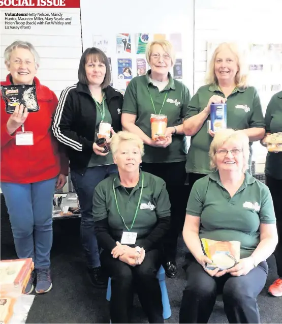  ??  ?? Volunteers Hetty Nelson, Mandy Hunter, Maureen Miller, Mary Searle and Helen Troop (back) with Pat Whitley and Liz Vasey (front)