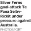  ?? PHOTOSPORT ?? Silver Ferns goal-attack Te Paea SelbyRicki­t under pressure against Australia.
