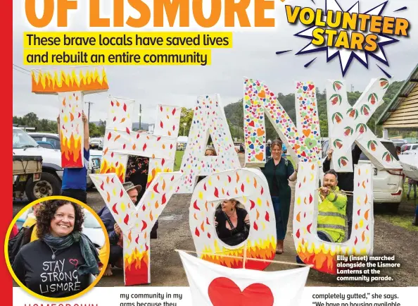  ?? ?? Elly (inset) marched alongside the Lismore Lanterns at the community parade.