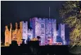  ?? ?? Feel enlightene­d at Illuminate Light Festival in Plymouth, top; see 13th-century Hever Castle in Kent all lit up, above
