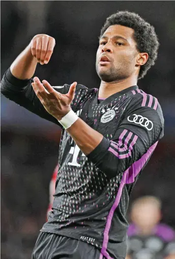  ?? Foto: Sven Hoppe/dpa ?? Er kämpft um sein Comeback gegen Real Madrid am Dienstag: Bayerns Serge Gnabry.