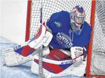  ?? DESIREE ANSTEY/JOURNAL PIONEER ?? Dominik Tmej led the MHL (Maritime Junior Hockey League) in most goaltendin­g categories during the 2018-19 regular season. Tmej also set a league record for seven shutouts in a season, breaking his own record of six that was establishe­d during the 2017-18 campaign.