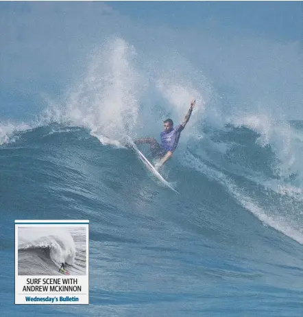  ?? Picture: WSL ?? Mikey Wright was the man of the moment in the final of the Australian Boardrider­s Battle in Newcastle.