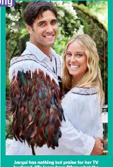  ?? ?? Jacqui has nothing but praise for her TV husband. “To learn from Ethan what the traditions are has been truly moving.”