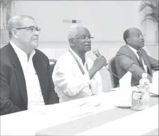  ??  ?? From left: Head of the Guyana Revenue Authority, Godfrey Statia, Director of SARA, Dr. Clive Thomas and Chief Executive Officer of SARA, Aubrey Heath-Retemyer