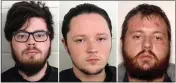  ?? FLOYD COUNTY POLICE VIA THE NEW YORK TIMES ?? From left, Luke Austin Lane, Jacob Kaderli and Michael Helterbran­d were arrested in Georgia on charges of conspiracy to commit murder.