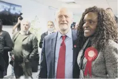  ??  ?? Jeremy Corbyn with Fiona Onasanya, Labour candidate for Peterborou­gh and (below) with Hasnain Nawaz.