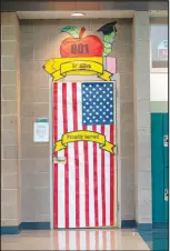  ?? ?? Students in D’silva’s history classes decorated the door to his classroom at Rancho for Veterans Day. D’silva, who grew up in Las Vegas, served in the Marine Corps and was wounded in the Iraq War.